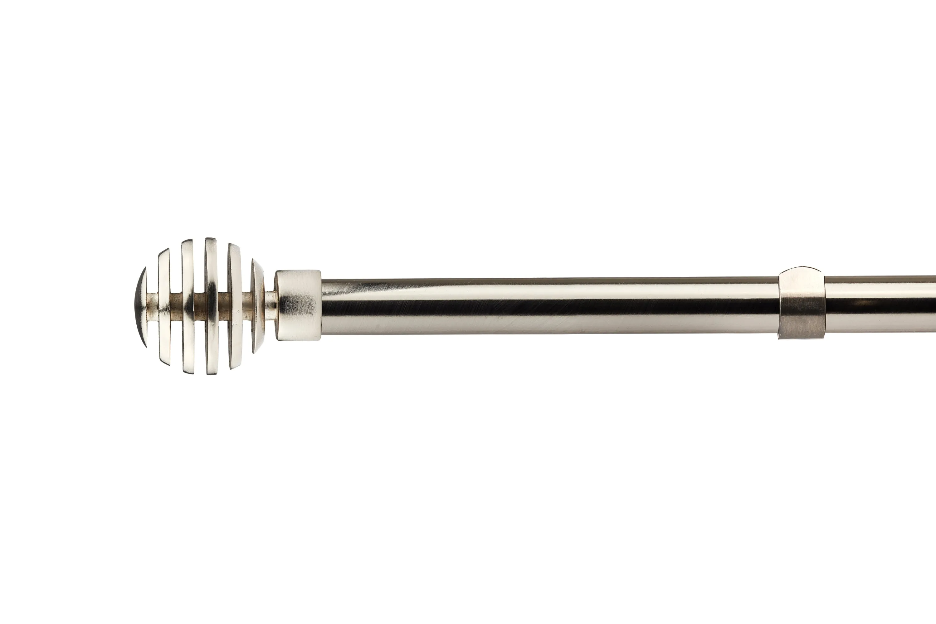 Brushed Silver Metal Sliced Extendable Curtain Pole