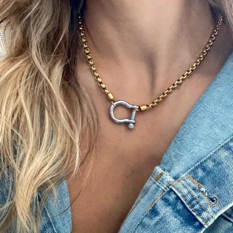 Carabiner Horse Bit Screw Lock Necklace