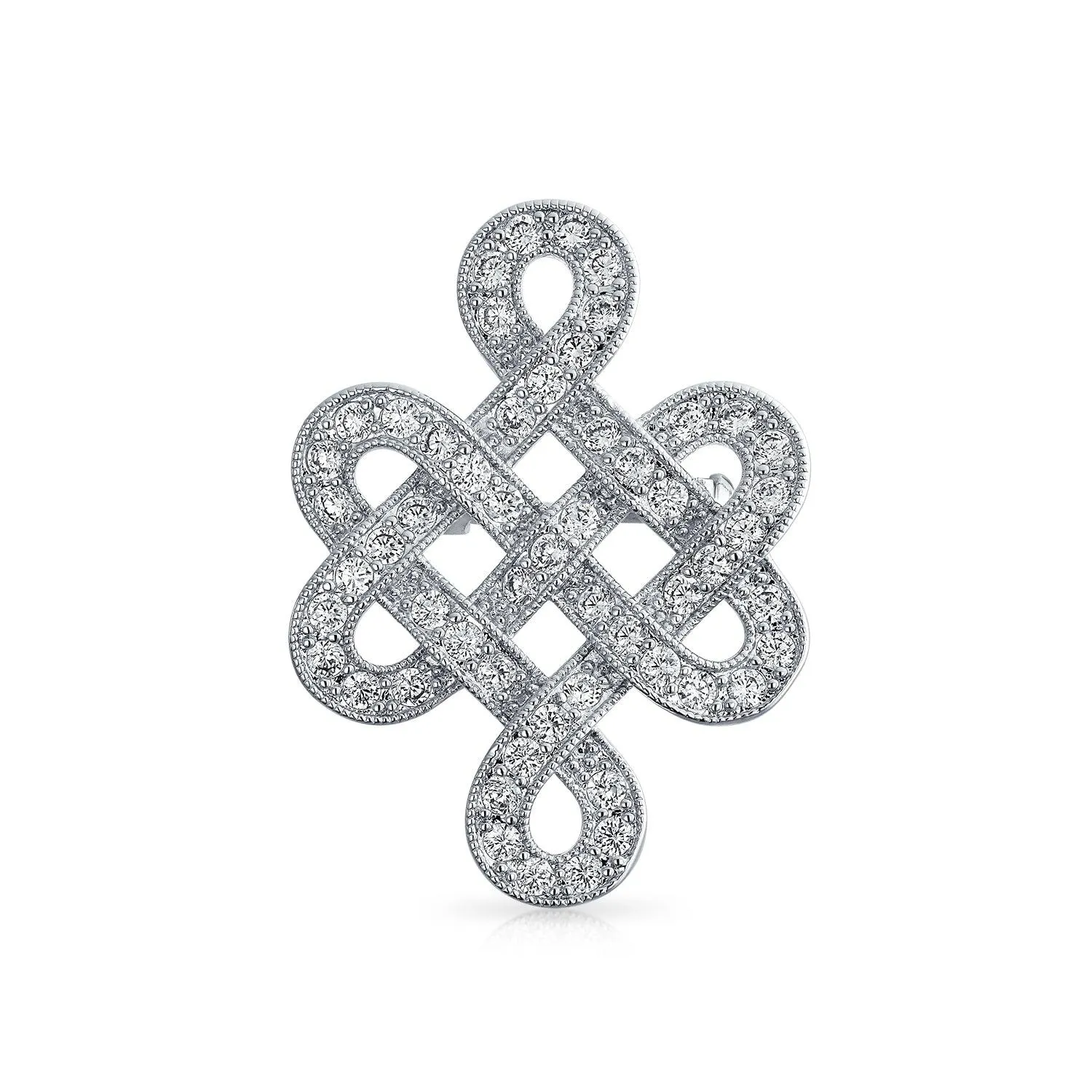 Celtic Love Knot Work Cubic Zirconia Pave CZ Wedding Brooch Pin