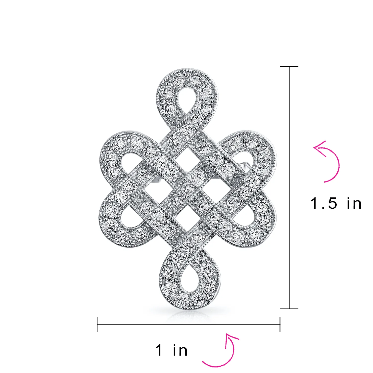 Celtic Love Knot Work Cubic Zirconia Pave CZ Wedding Brooch Pin