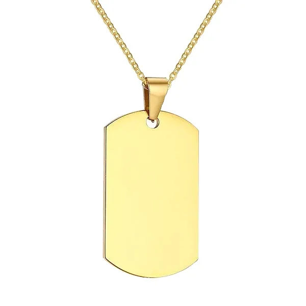 Classy Men Gold Dog Tag Pendant Necklace