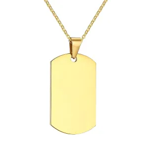 Classy Men Gold Dog Tag Pendant Necklace