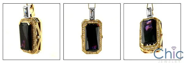 Cubic Zirconia Cz 25 Ct Amethyst Radiant Two tone Pendant