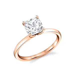 Cushion Cut Solitaire Engagement Ring - Dominique 14k Gold Rose