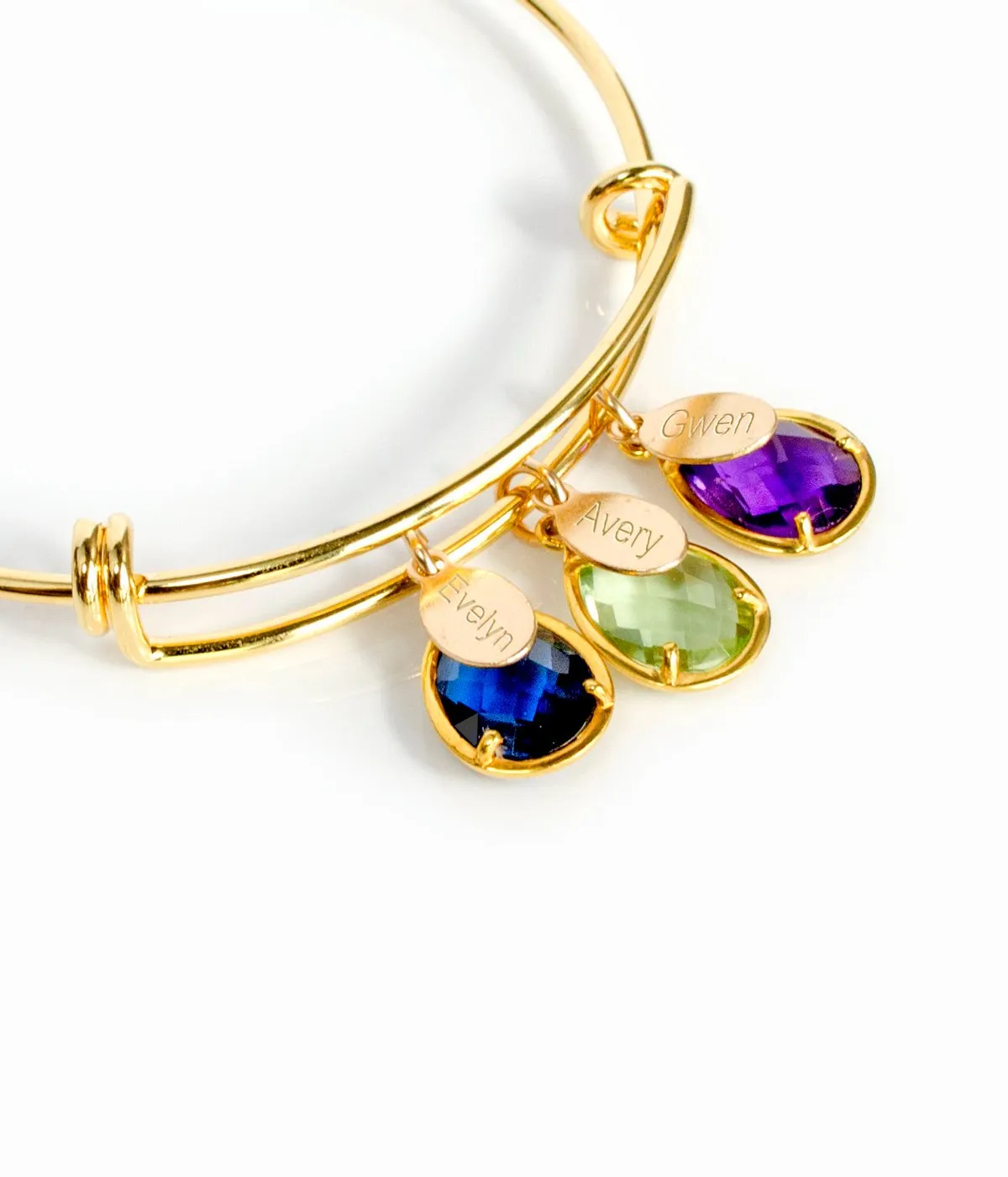 Custom Birthstone & Name Bangle Bracelet