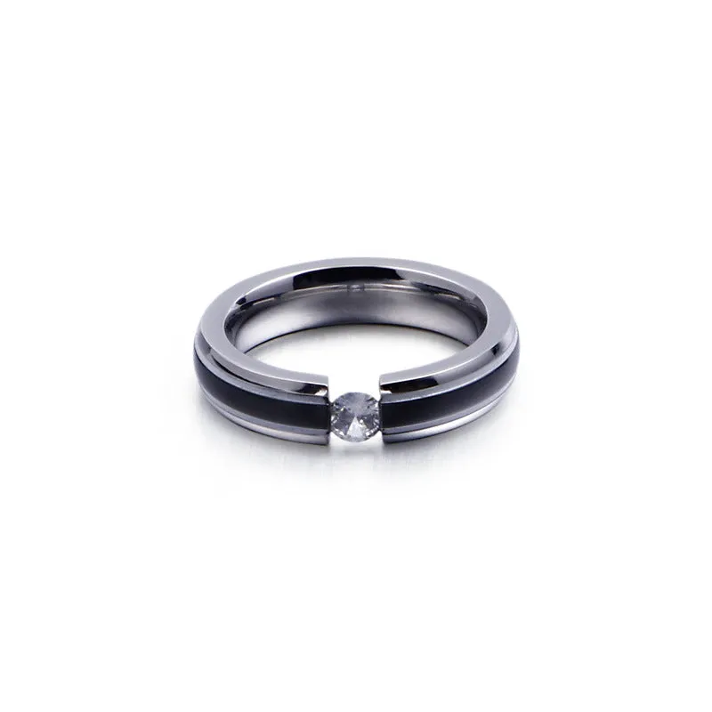 Customizable Stainless Steel Couple Rings with Zircon Accents - Cross-Border E-Commerce Direct Sales for Men in Japan and South Korea