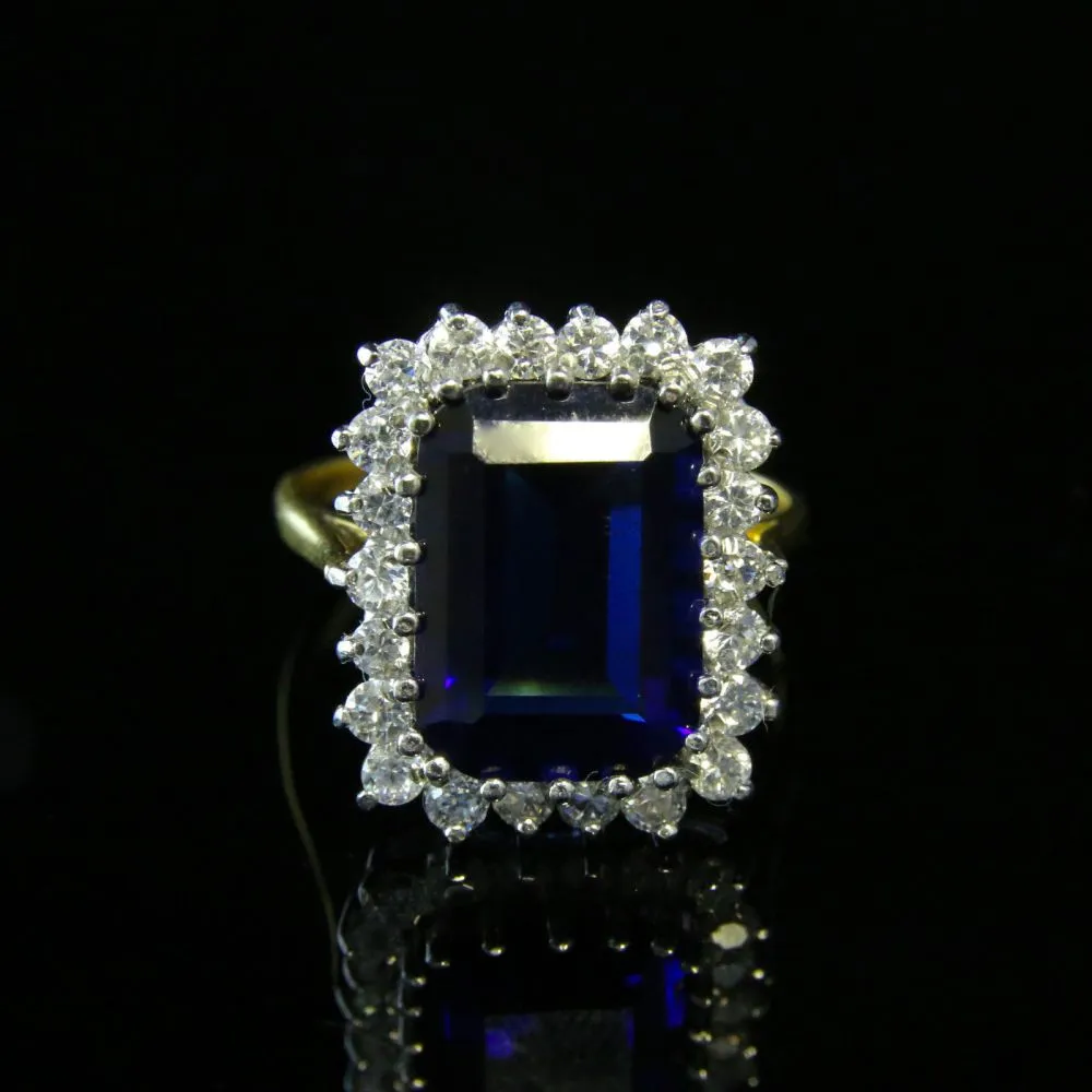 Cz Tanzanite Ring Paste Tanzanite Emerald Cut Ring