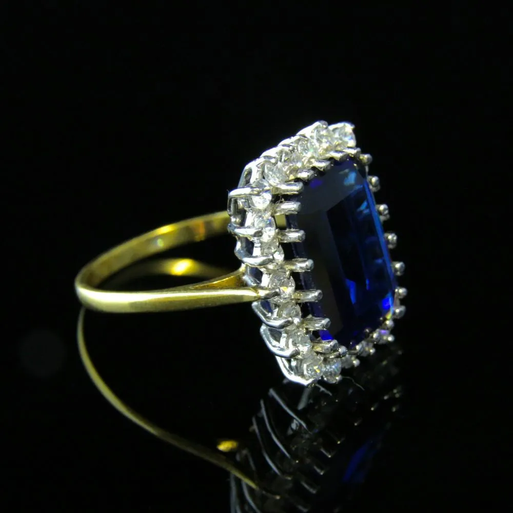 Cz Tanzanite Ring Paste Tanzanite Emerald Cut Ring