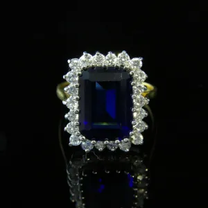 Cz Tanzanite Ring Paste Tanzanite Emerald Cut Ring