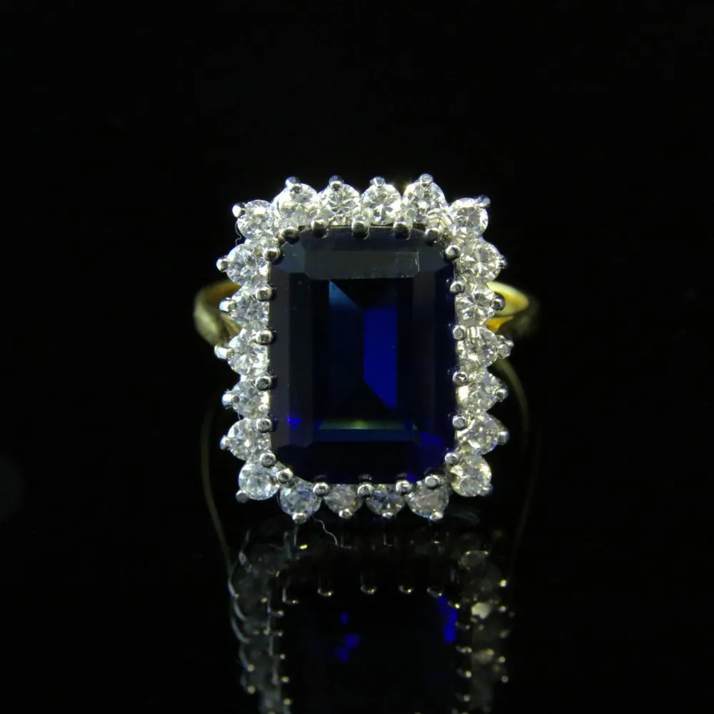 Cz Tanzanite Ring Paste Tanzanite Emerald Cut Ring