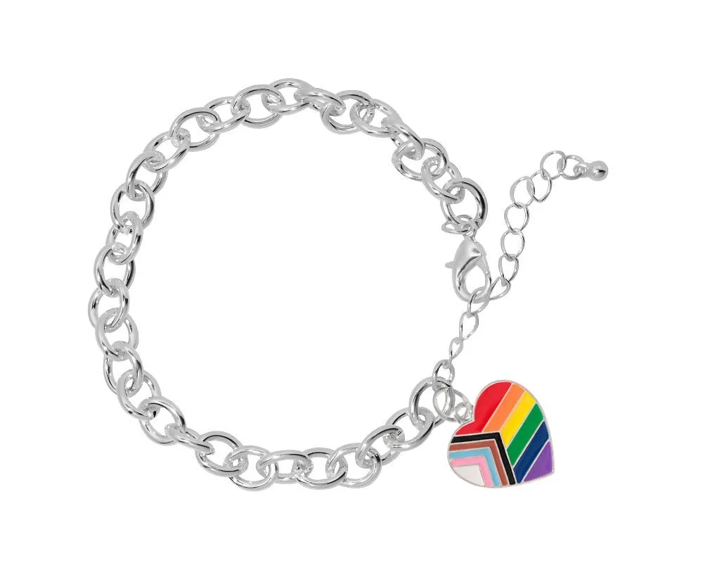 Daniel Quasar Flag Heart Chunky Charm Bracelets