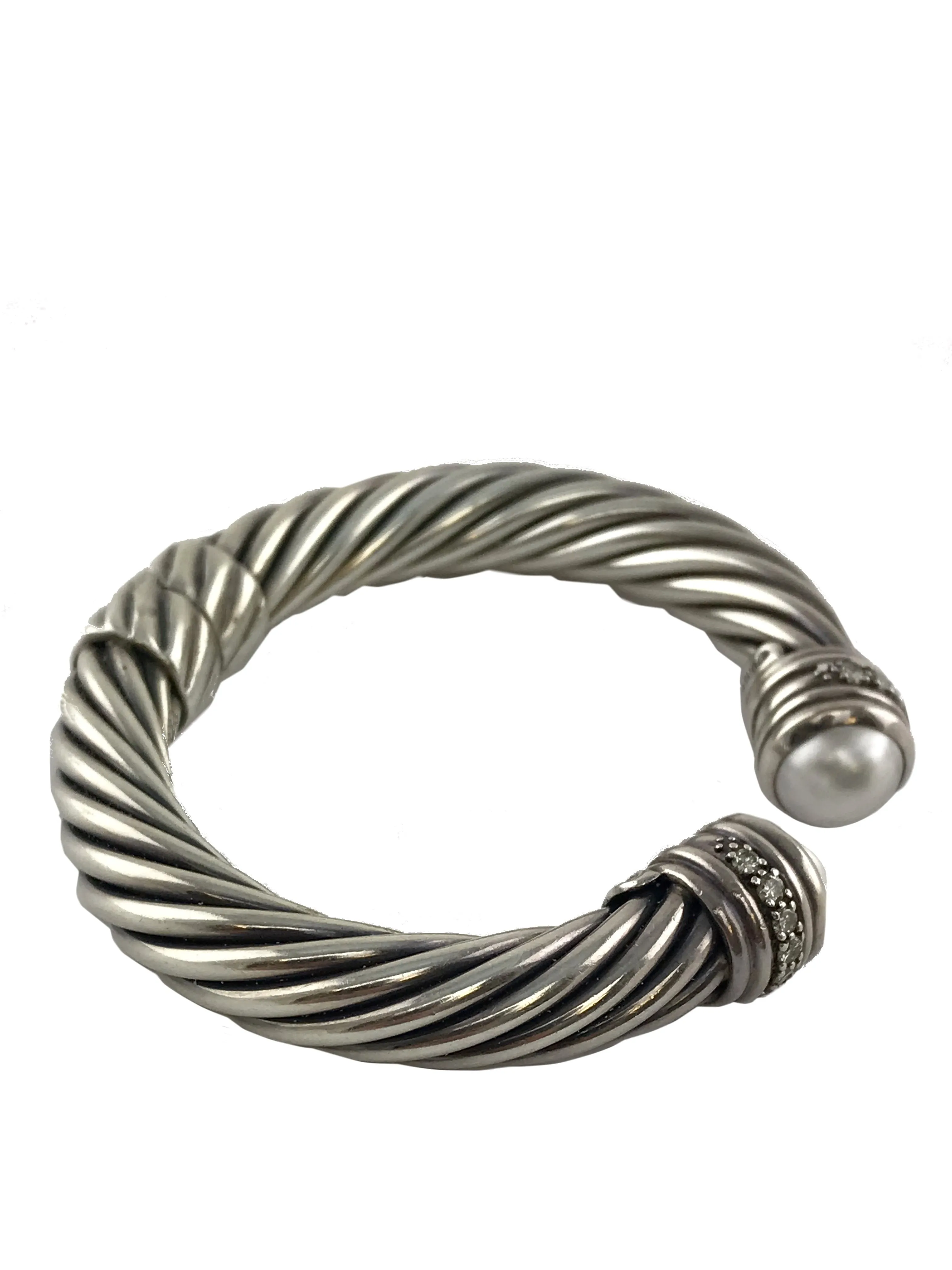 David Yurman Cable Classics 10mm Bracelet with Pearl and Diamonds