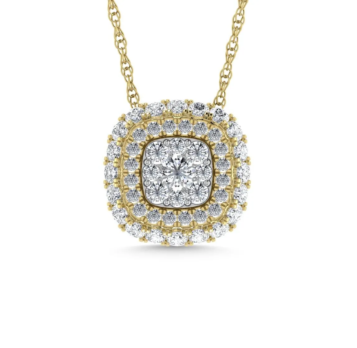 Diamond 1/2 Ct.Tw. Cluster Fashion Pendant in 14K Two Tone Gold