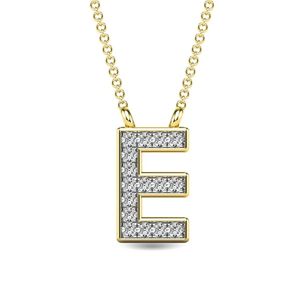 Diamond 1/20 Ct.Tw. Letter E Pendant in 10K Yellow Gold