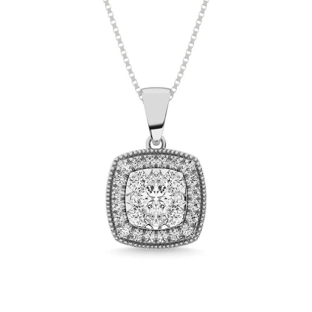 Diamond 1/2.Tw. Cluster Pendant in 14K White Gold