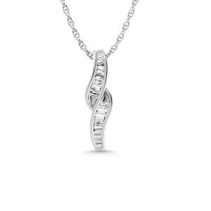 Diamond 1/4 Ct.Tw. Baguette Cut Fashion Pendant in 14K White Gold