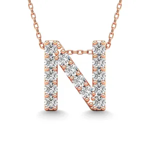 Diamond 1/6 Ct.Tw. Letter N Pendant in 14K Rose Gold"