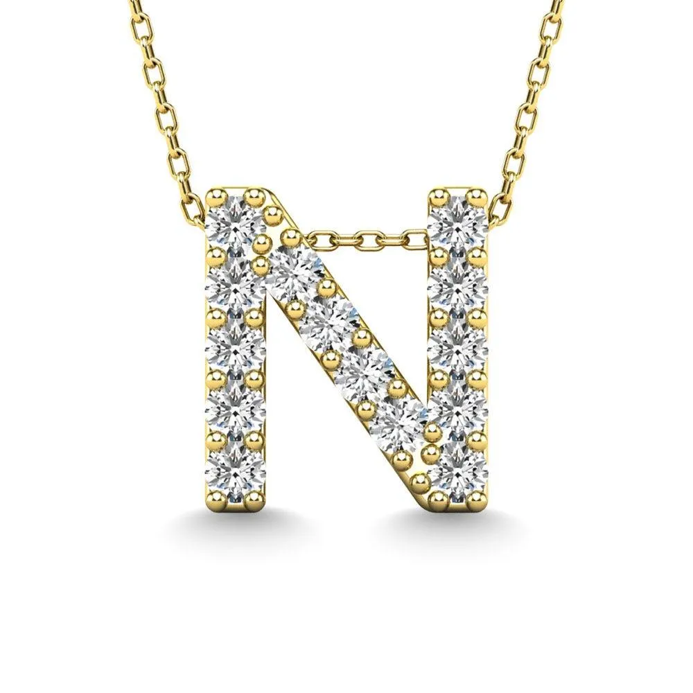 Diamond 1/6 Ct.Tw. Letter N Pendant in 14K Yellow Gold"