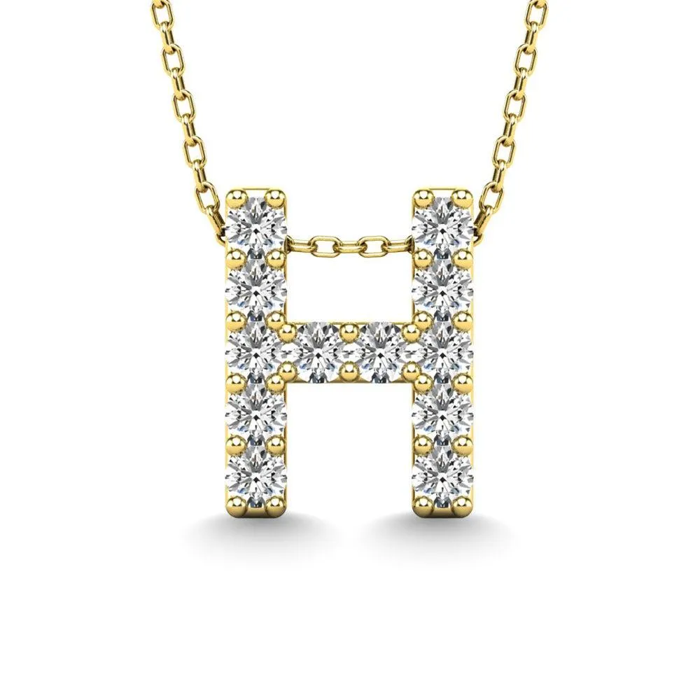 Diamond 1/8 Ct.Tw. Letter H Pendant in 14K Yellow Gold"