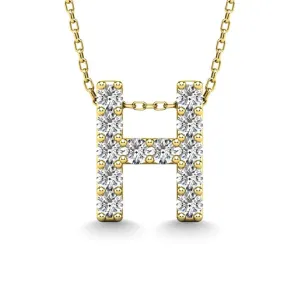 Diamond 1/8 Ct.Tw. Letter H Pendant in 14K Yellow Gold"