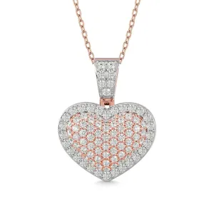 Diamond 2 ct tw Heart Pendant in 10K Pink Gold With White Gold Touch