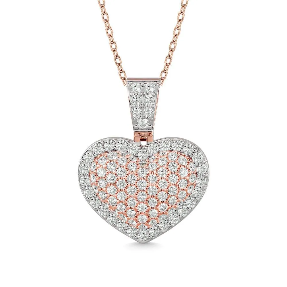 Diamond 2 ct tw Heart Pendant in 10K Pink Gold With White Gold Touch