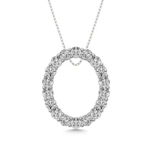 Diamond 2 ct tw Oval Shape Pendant in 14K White Gold