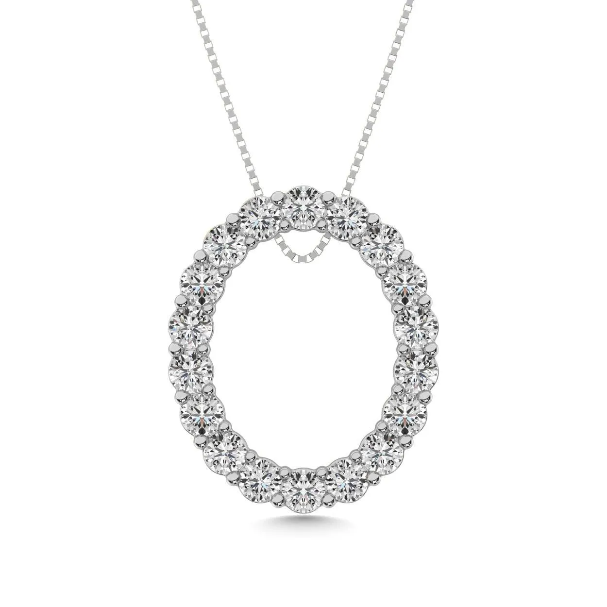 Diamond 2 ct tw Oval Shape Pendant in 14K White Gold