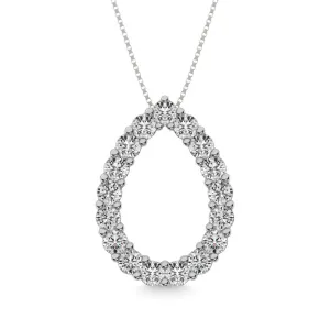 Diamond 2 ct tw Pear Shape Pendant in 14K White Gold