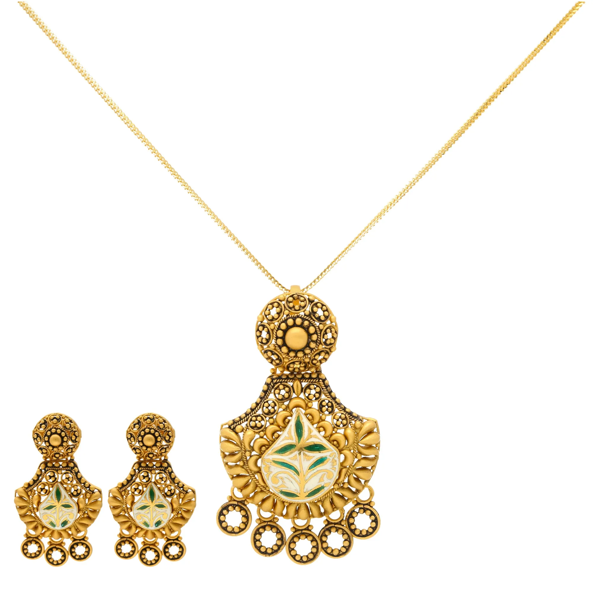 Divya Pendant Set in 22K Yellow Gold (31.4gm)