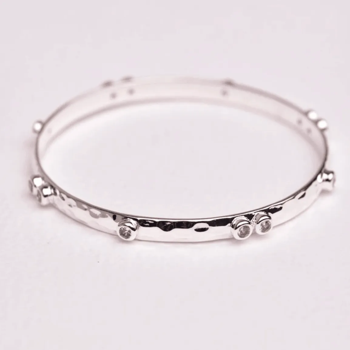 Double Crystal Bangle | Silver