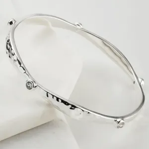 Double Crystal Bangle | Silver