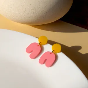 Earrings - Golden Yellow Strawberry Squishy Arch Bow