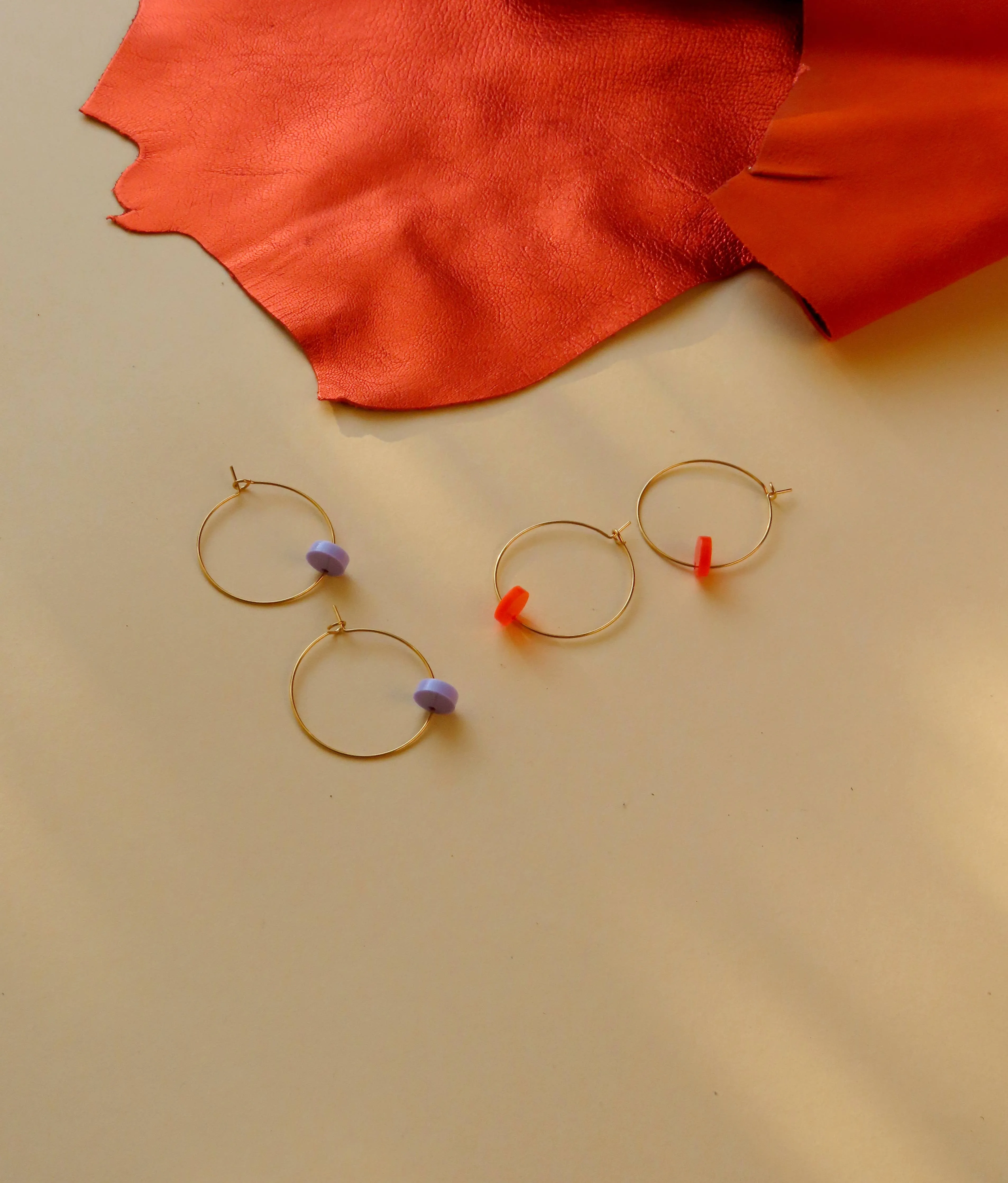 Earrings - Neon Orange Dots Hoops