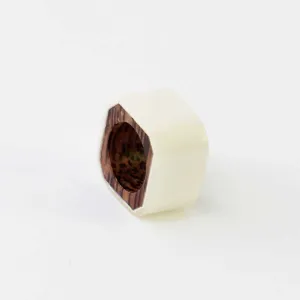 Eccentric White Wooden Ring by Sylca