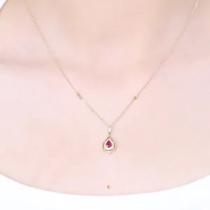 Edith 14K Yellow Gold Pear-Cut Mozambique Ruby Pendant