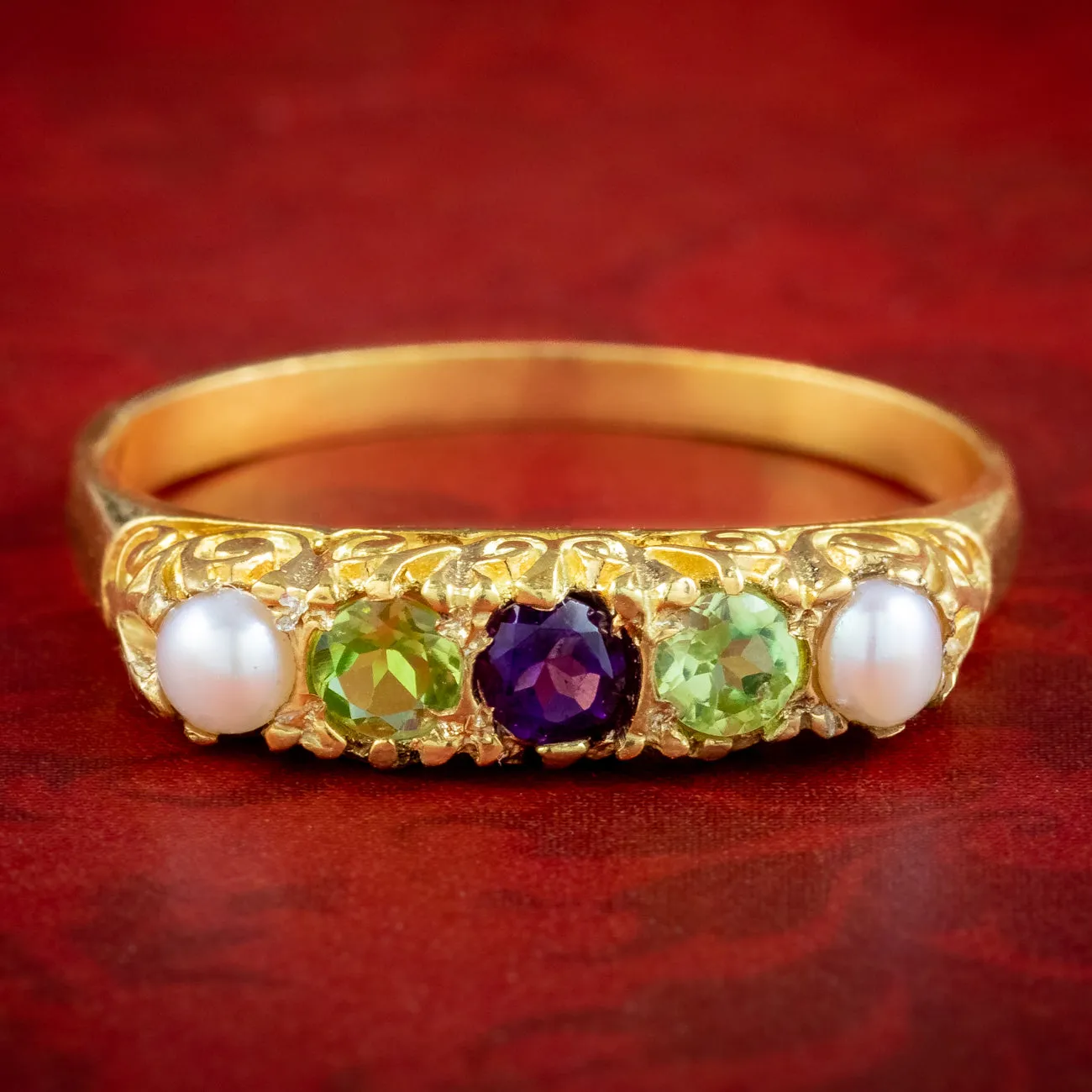 Edwardian Style Suffragette Five Stone Ring