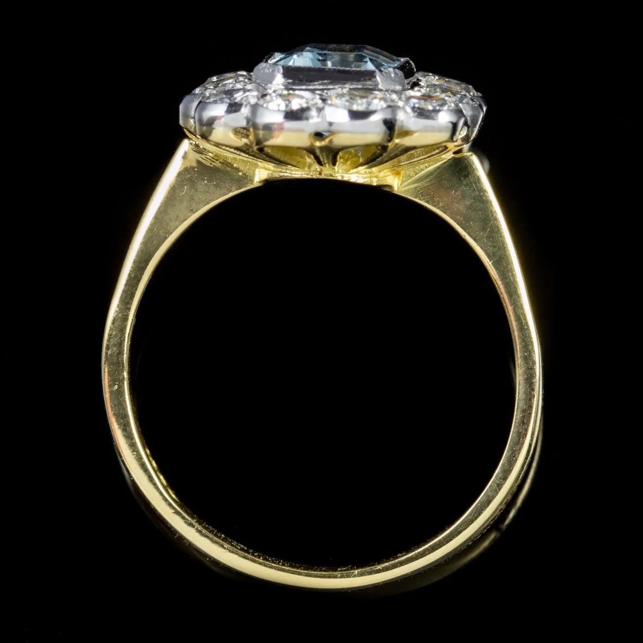 Emerald Cut Aquamarine Diamond Ring 18Ct Gold 1.80Ct Aqua