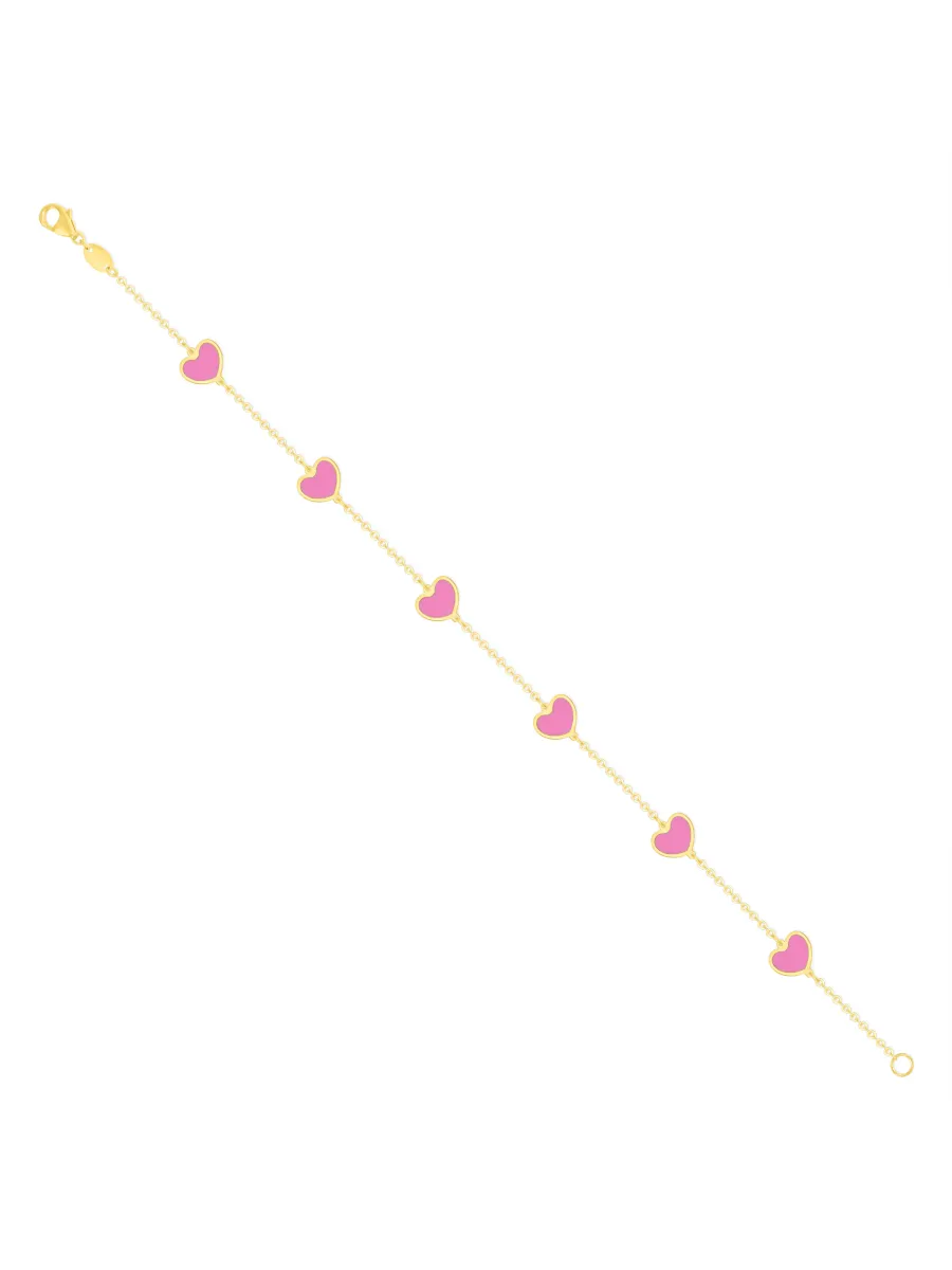 Endless Heart Pink Bracelet 14K