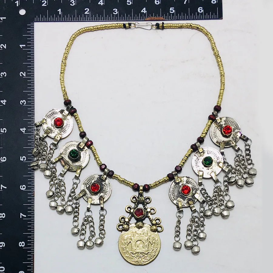 Ethnic Tribal Necklace With Vintage Coins