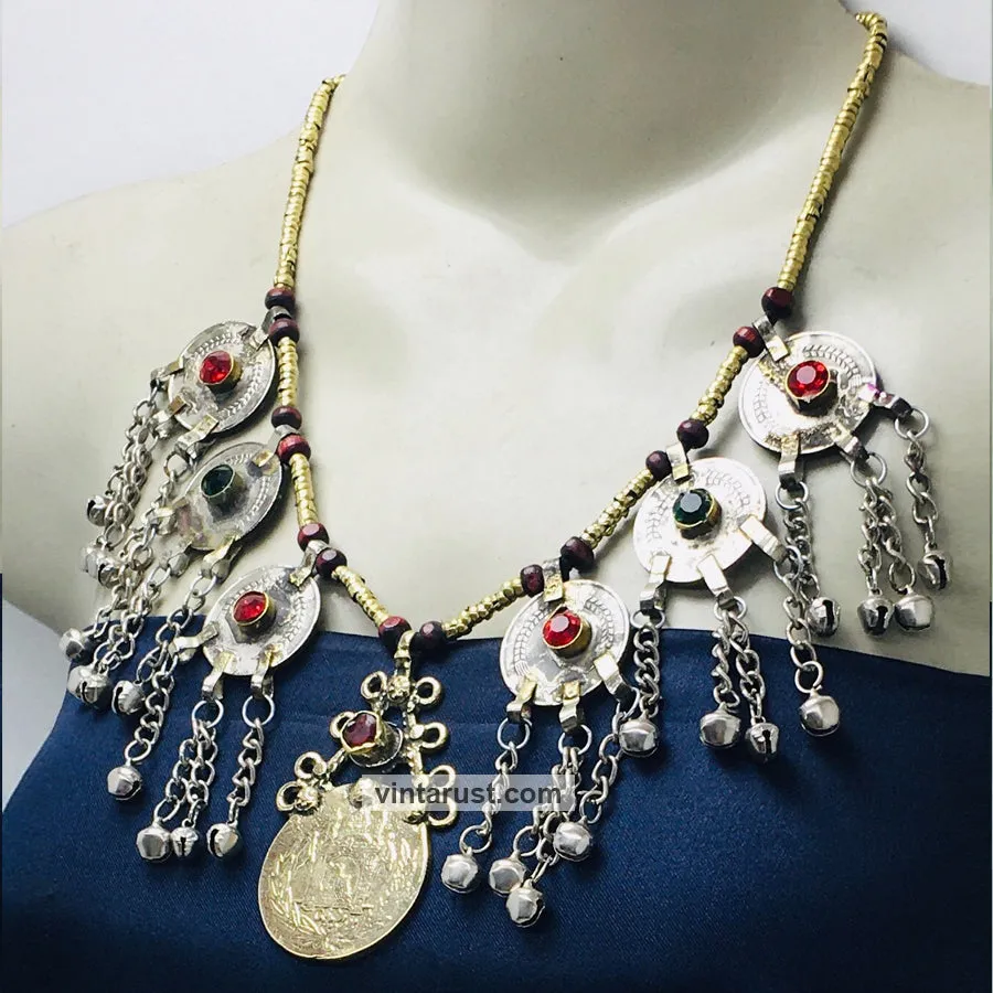 Ethnic Tribal Necklace With Vintage Coins