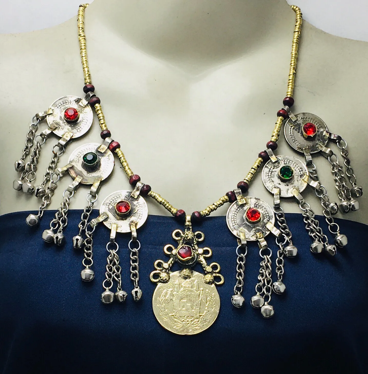 Ethnic Tribal Necklace With Vintage Coins