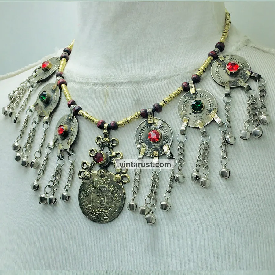 Ethnic Tribal Necklace With Vintage Coins