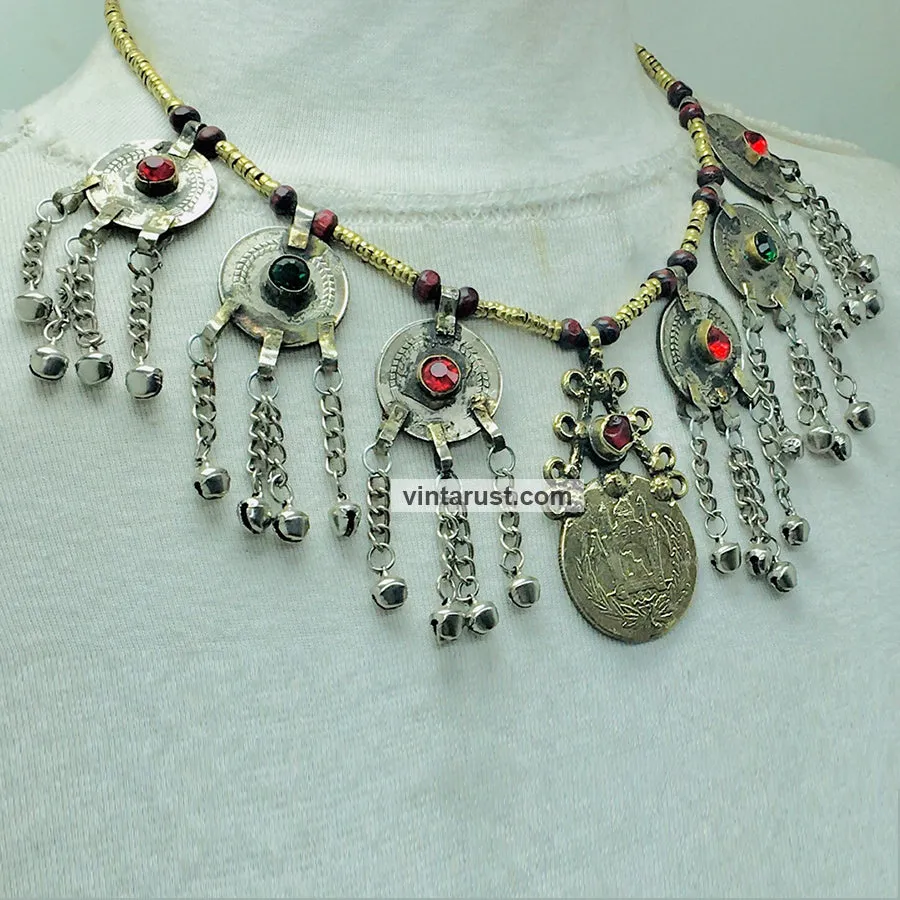 Ethnic Tribal Necklace With Vintage Coins