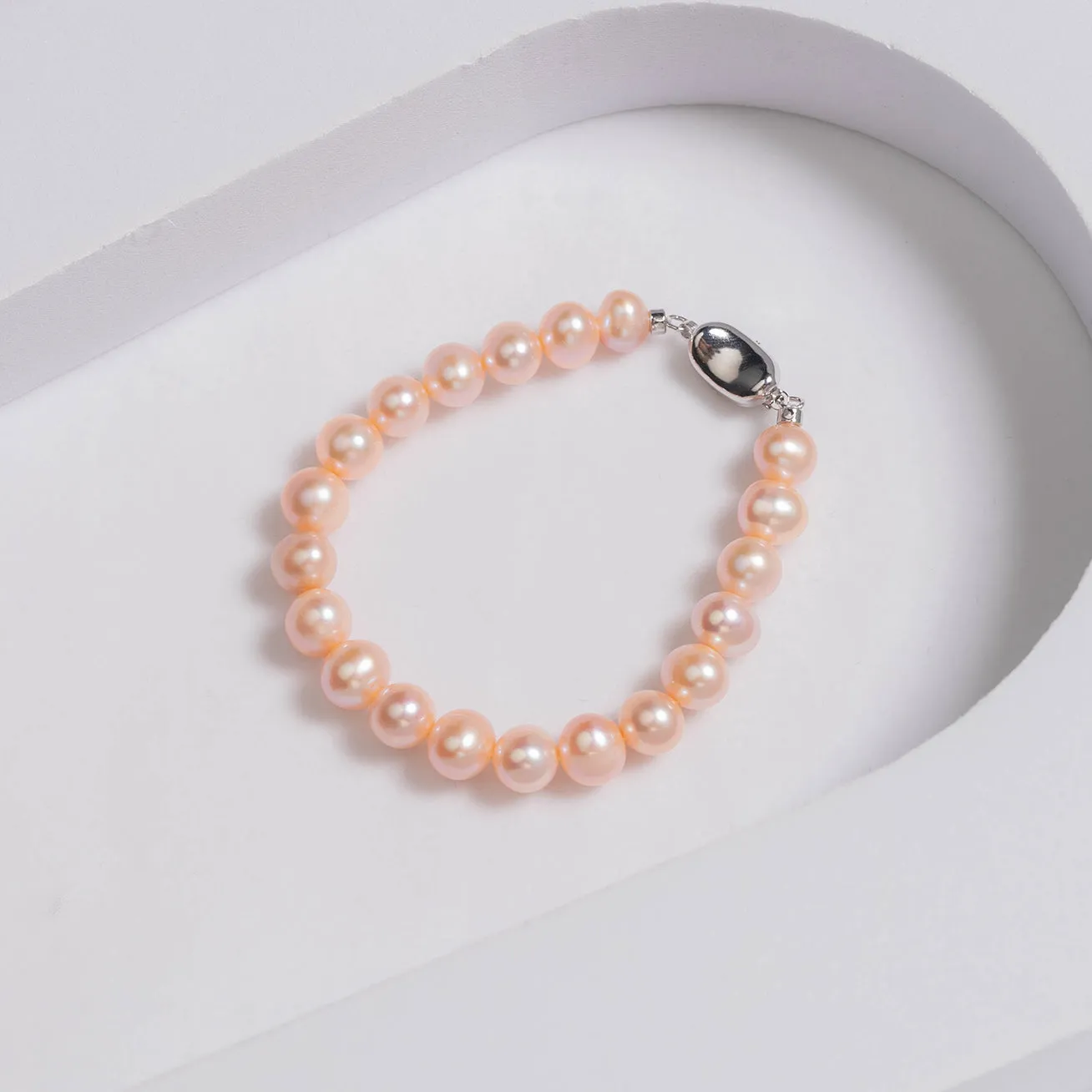 Excellent Lustre Pink Freshwater Pearl Bracelet WB00170