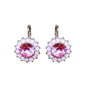 Extra Luxurious Rosette Leverback Earrings in "Light Rose" - Antique Silver