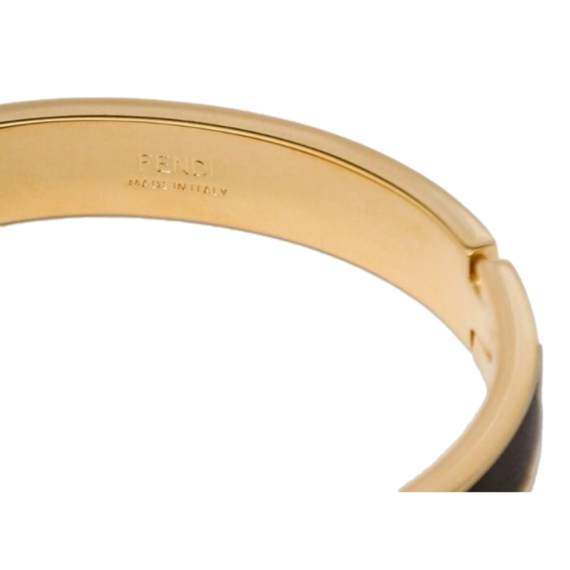 Fendi Master Key Black Leather Gold Small Bracelet