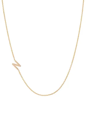 Fine Asymmetrical Initial Necklace - 14K Yellow