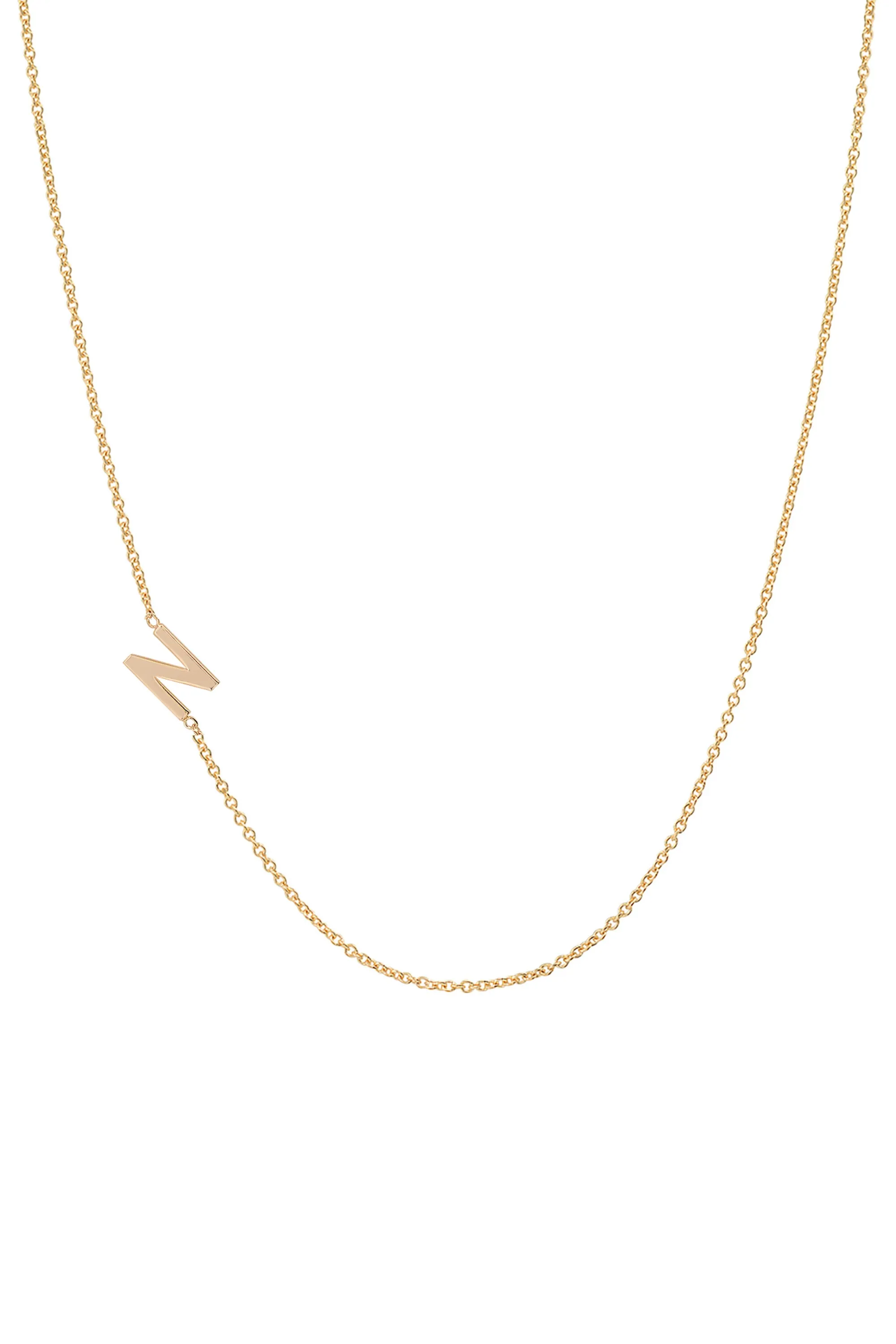 Fine Asymmetrical Initial Necklace - 14K Yellow