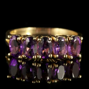 Five Stone Amethyst 9Ct Gold Ring